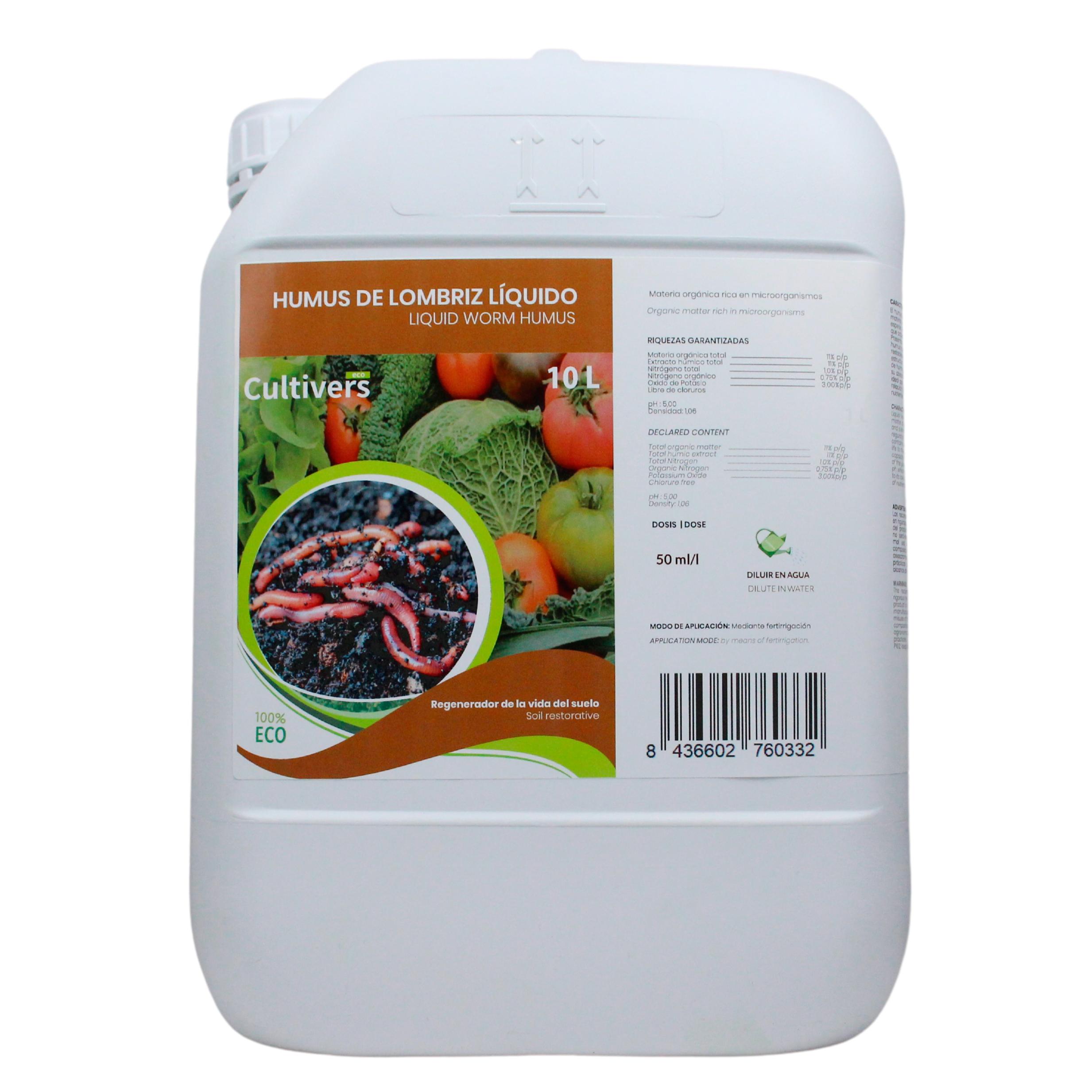 CULTIVERS Humus de Lombriz Líquido Ecológico 10 L