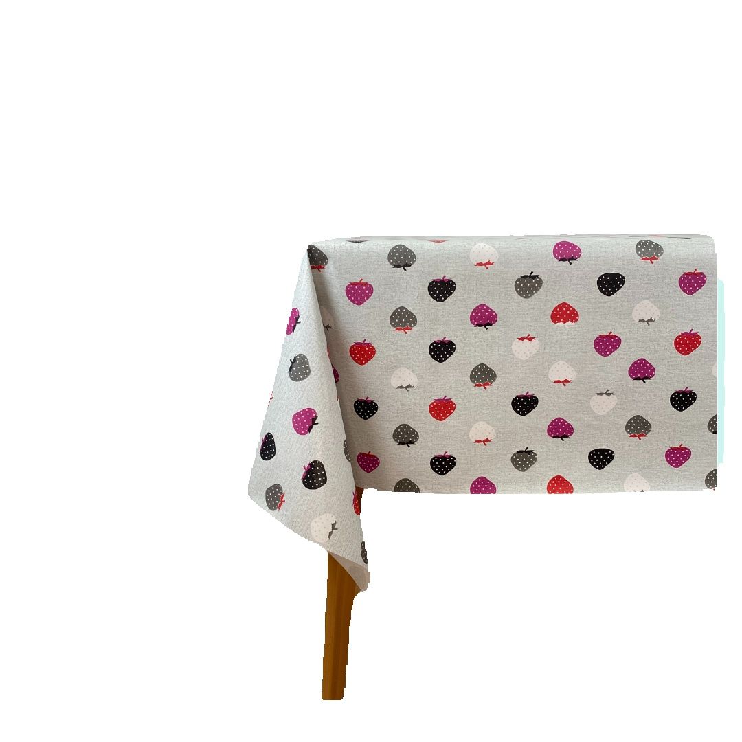Mantel Hulehule Tex - Hule PVC Estampado Fresas de Colores Fondo Gris Diseño Innovador Resistente a Manchas Fácil Limpieza