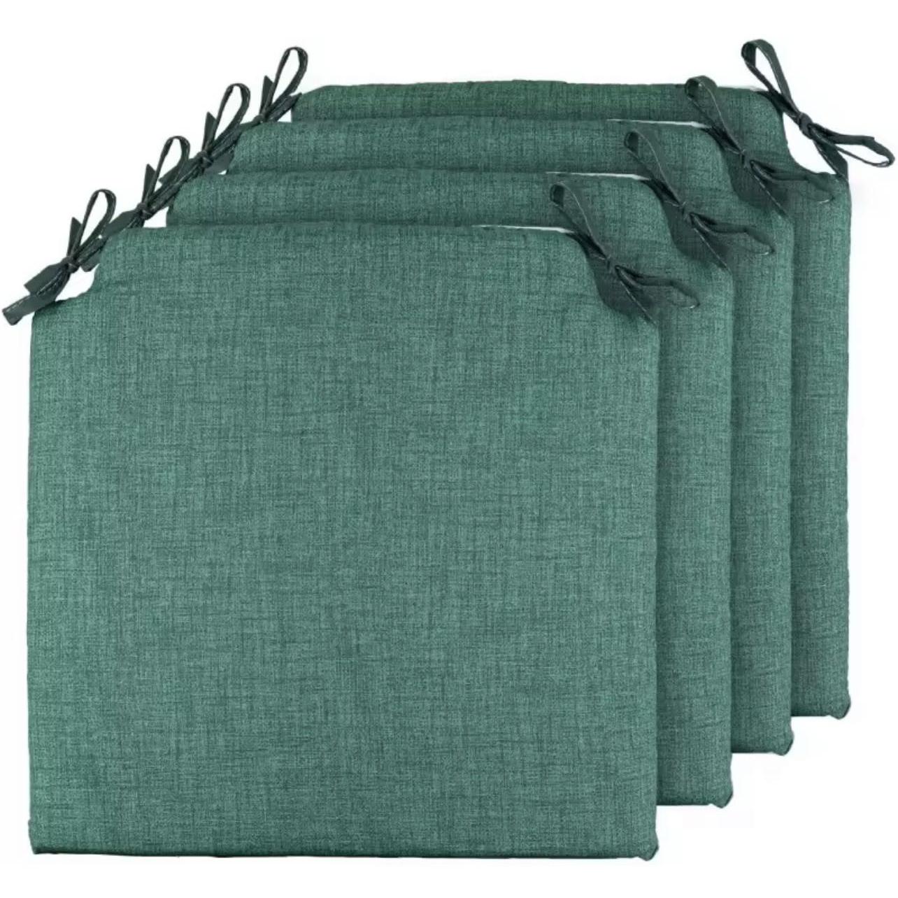 Pack 4 Cojines para Sillas - Estampados Lisos con 2 Cintas de Sujeción - Ideal para Interiores y Exteriores - 40 x 40 x 3 cm