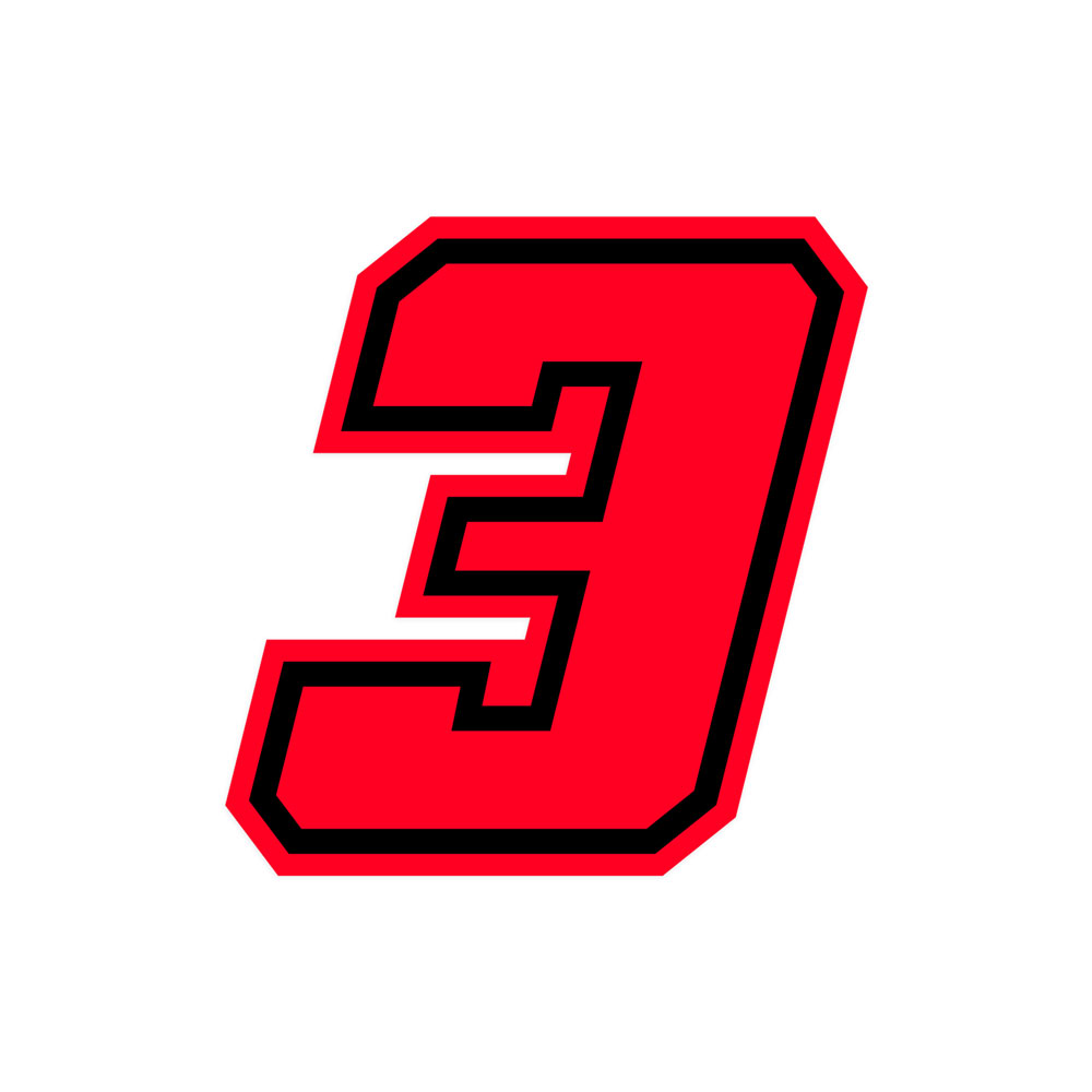 Pegatin "3" Race Moto GP, Rojo Fluor, 10x10 cm