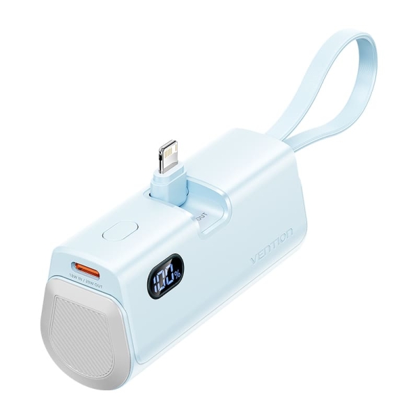 Vention powerbank 4800mah - lightning - carga rapida 22.5w - conector plegable - color azul