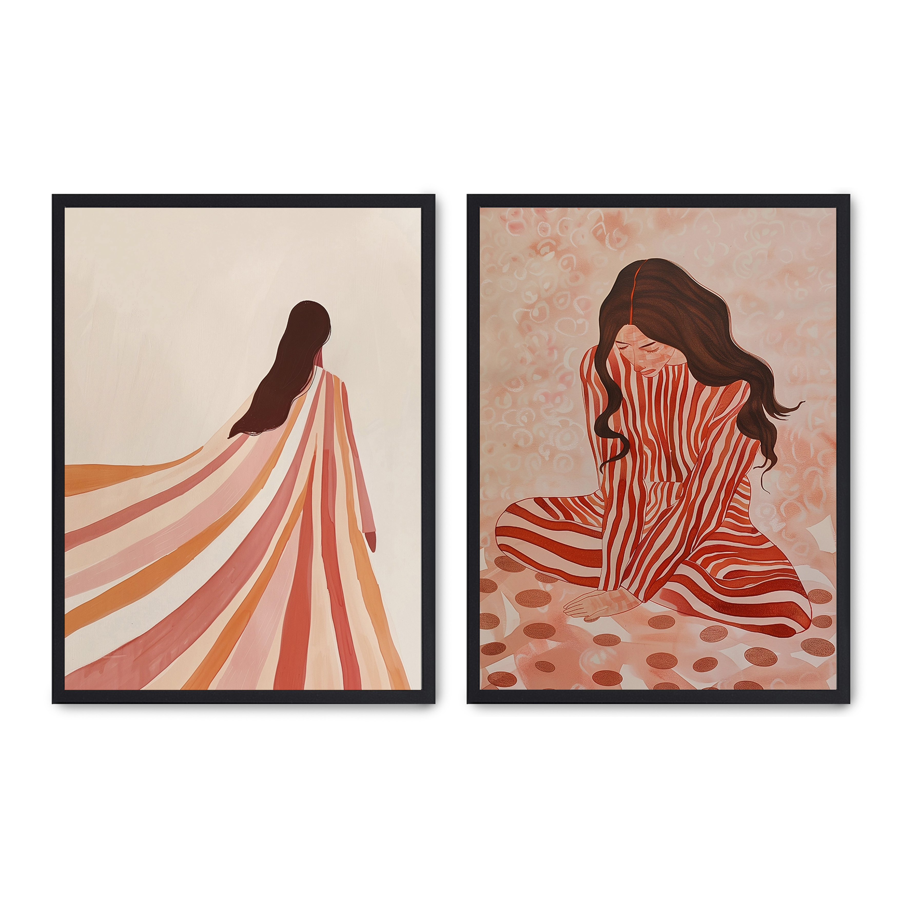 Set compuesto por dos cuadros con marco negro 30x40cm, Póster impreso en papel de calidad premium de 180gr, montado en marco de madera MDF con acabado en color negro, SETS