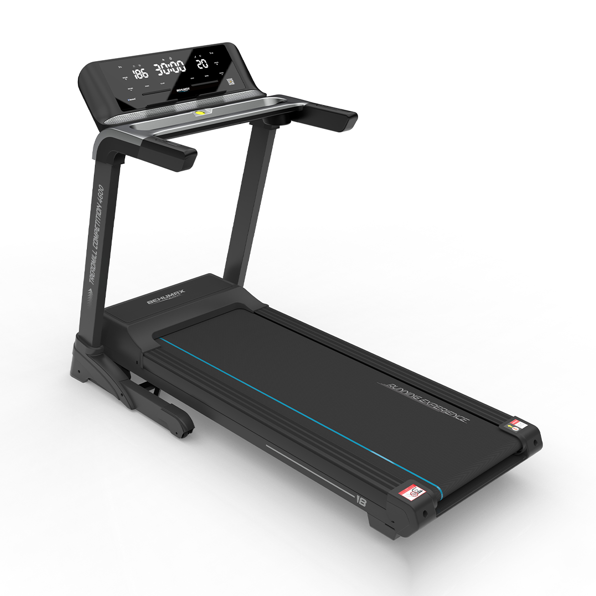 BEHUMAX - Cinta de correr Competition 4600 motor 2.5HP inclinación automática 20 niveles superficie 48x140cm pantalla LED bluetooth Kinomap