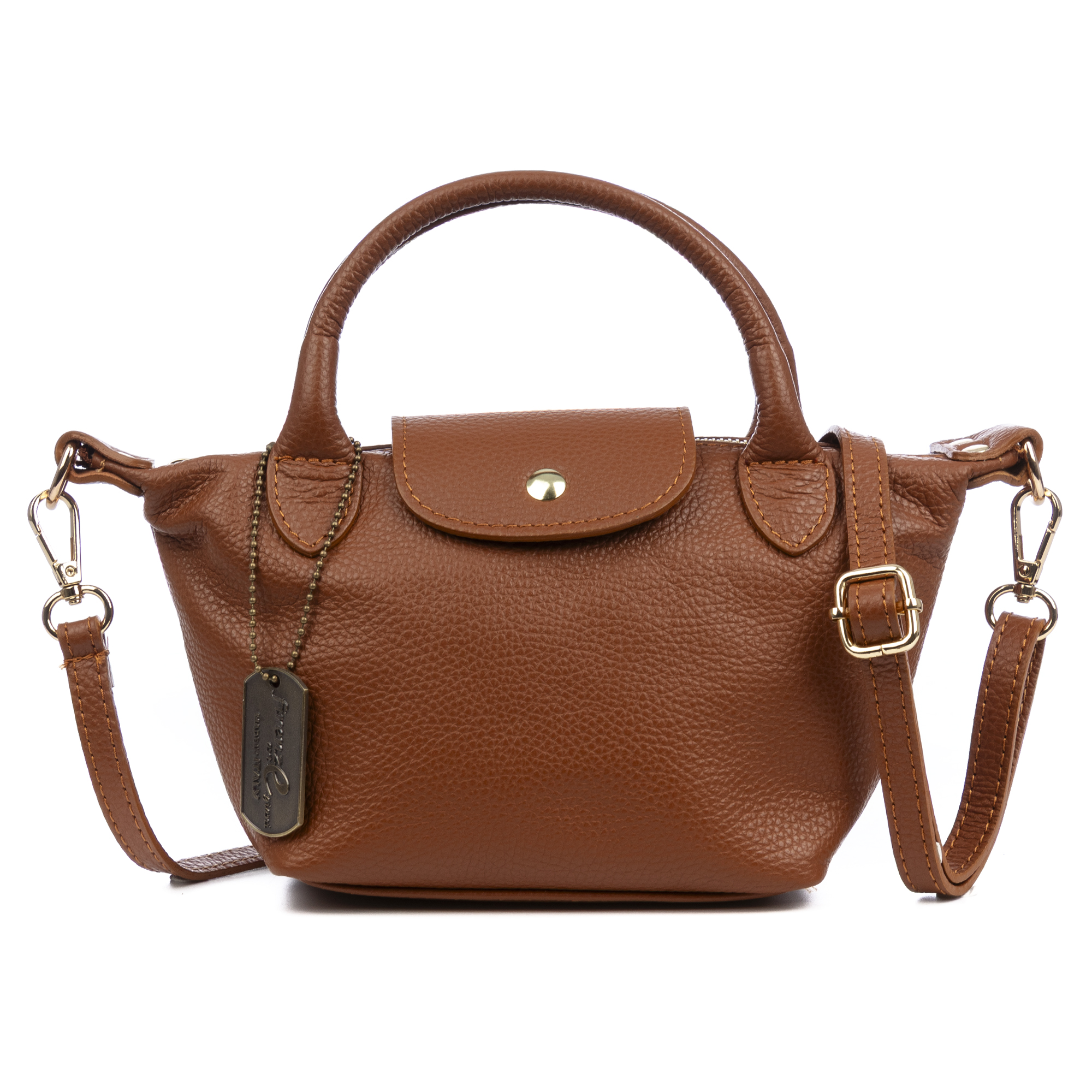 FIRENZE ARTEGIANI Aurano bolso bandolera tipo Tote mujer. Piel auténtica Dollaro. Fabricado en Italia 22x10,5x14,5 Cm.