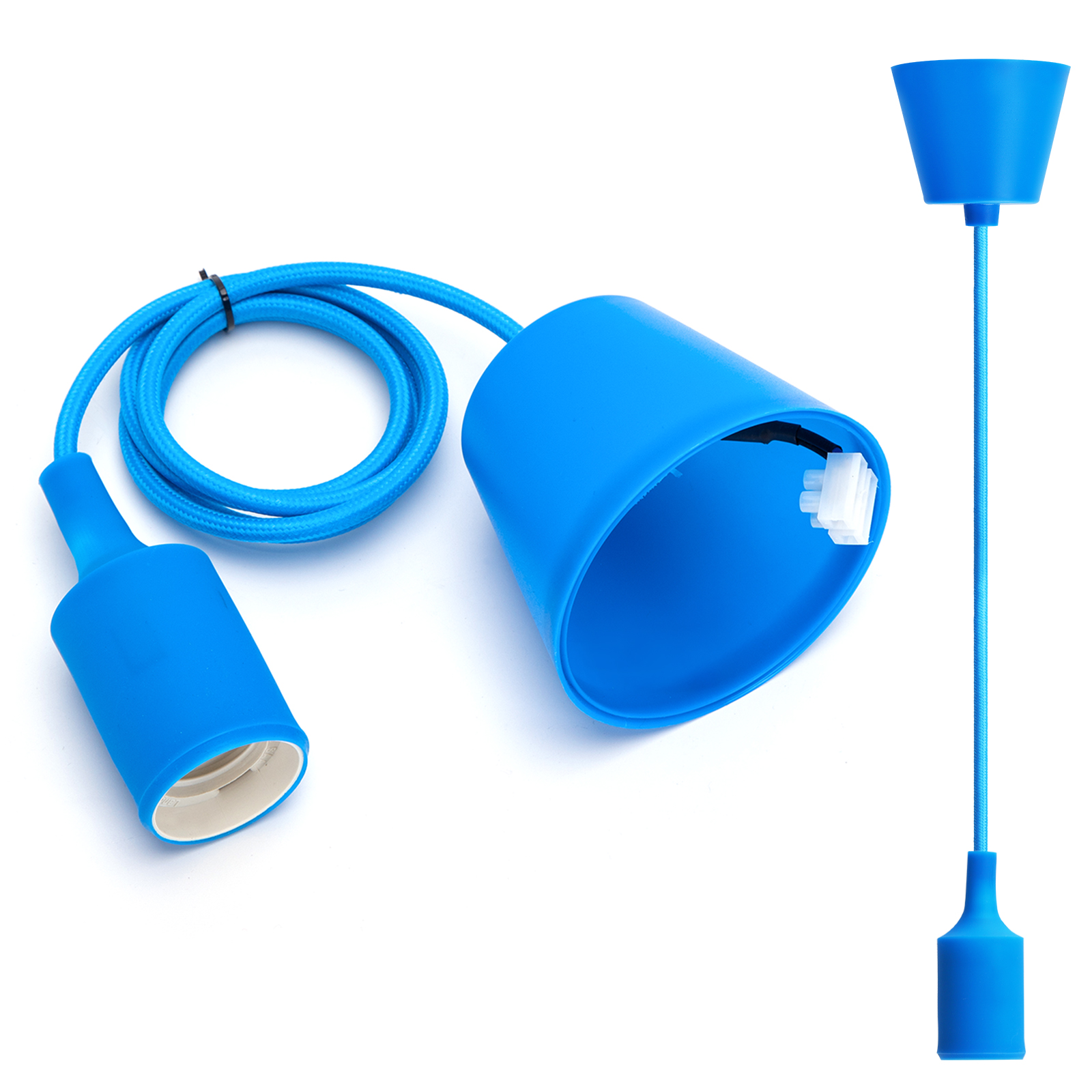 Aigostar Portalámparas Colgante de Plástico E27,100cm Cable con Soporte de Techo,Accesorios de La Lámpara DIY