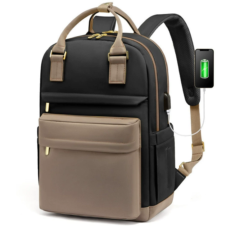 Om Home Mochipa Portatil Mujer, 15,6 Pulgadas Impermeable Antirobo, Casual Backpack Escolar para Ordenador Portátil with Carga USB PARA EL Trabajo Viajes Universidad Colegio