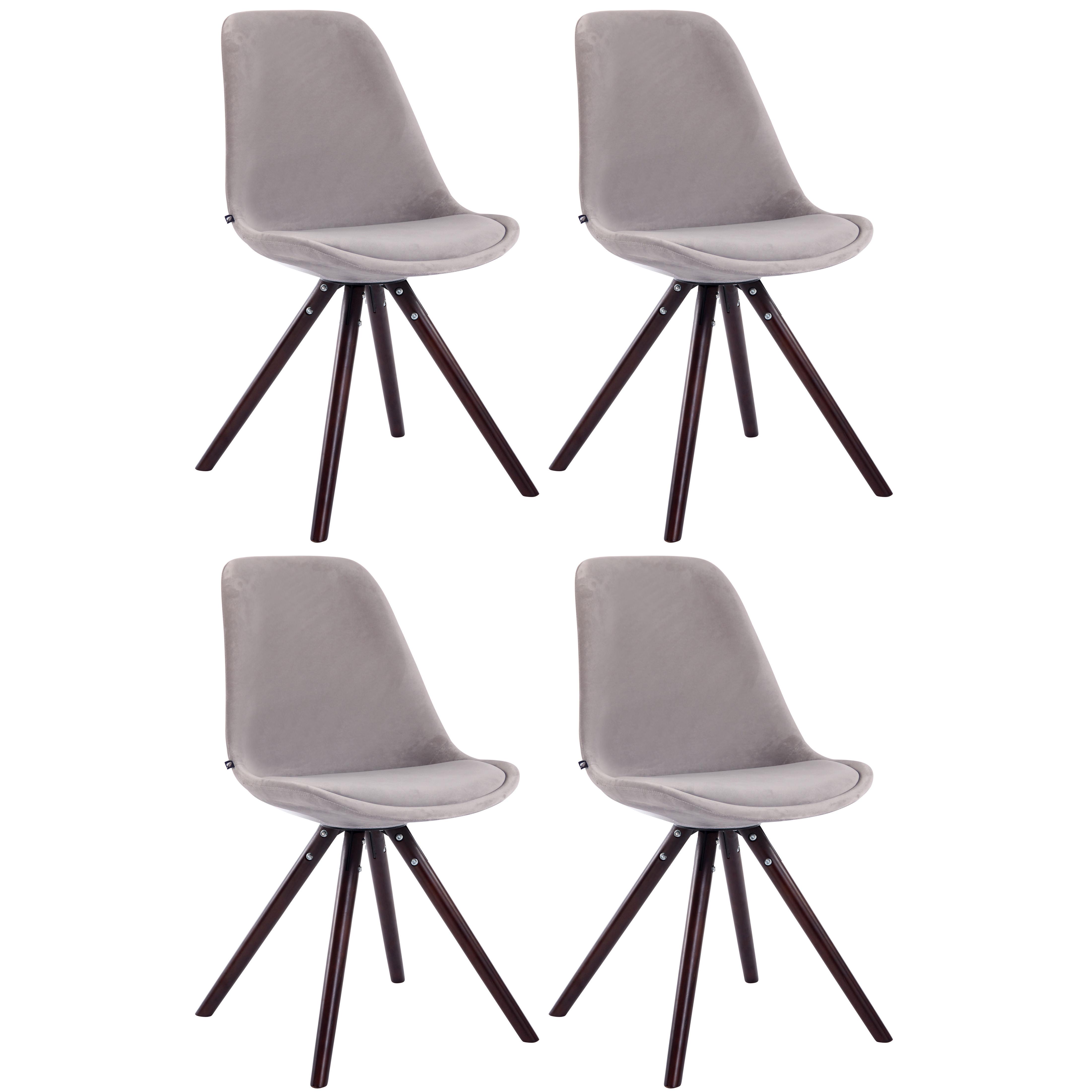 Set de 4 sillas de comedor Toulouse Rund en terciopelo Gris,Cappuccino
