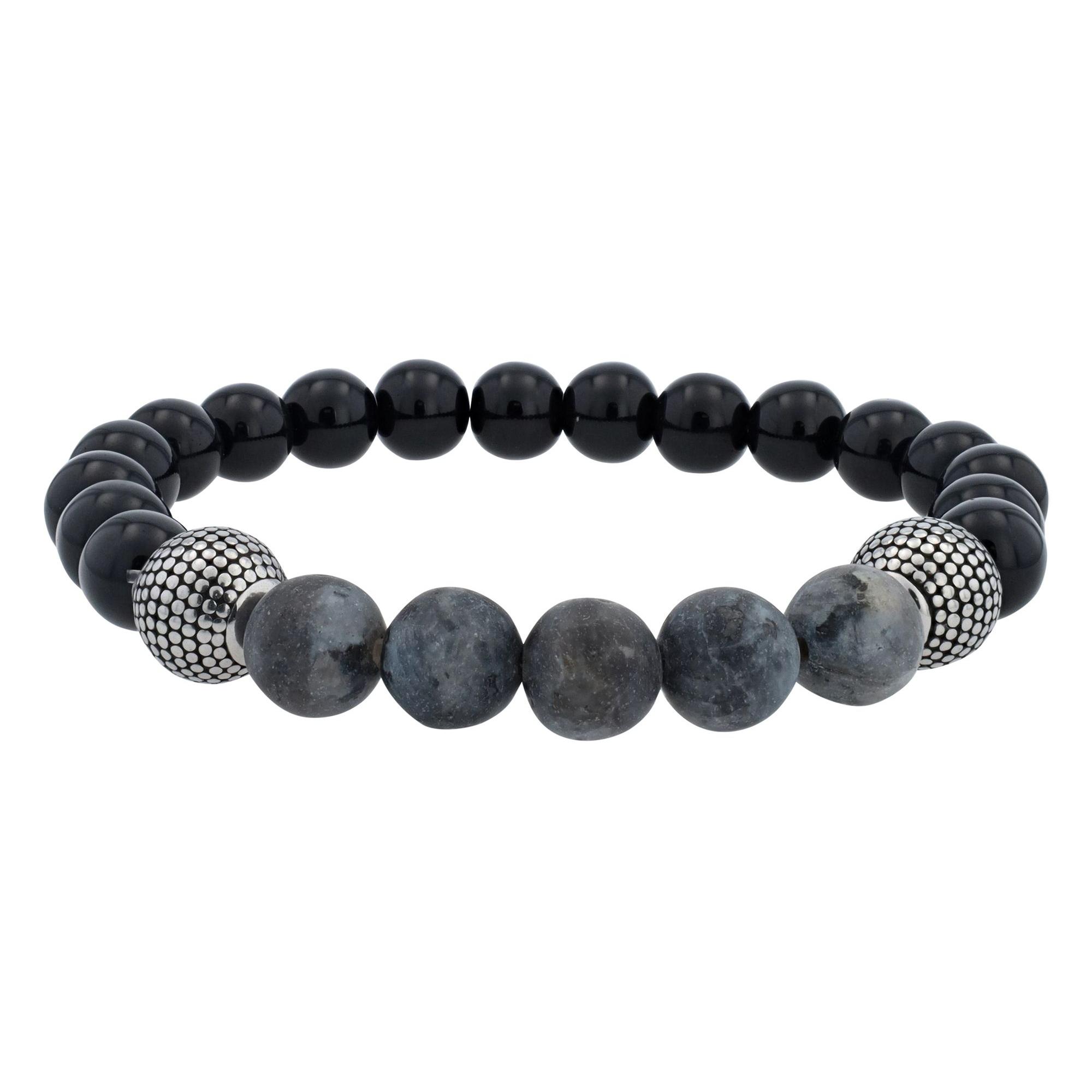 Akzent® Pulsera "Andy" com Pedras Naturais Ônix, Ágata Preta e Tremolita 0514