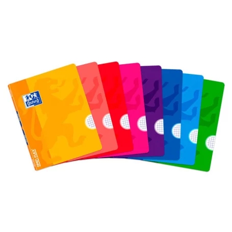Oxford openflex libreta grapada tapa plastico a5+ 48 hojas cuadricula 4x4 - resistente tapa de plastico - flexibilidad tanto al abrir como al cerrar - colores surtidos (10 uds)