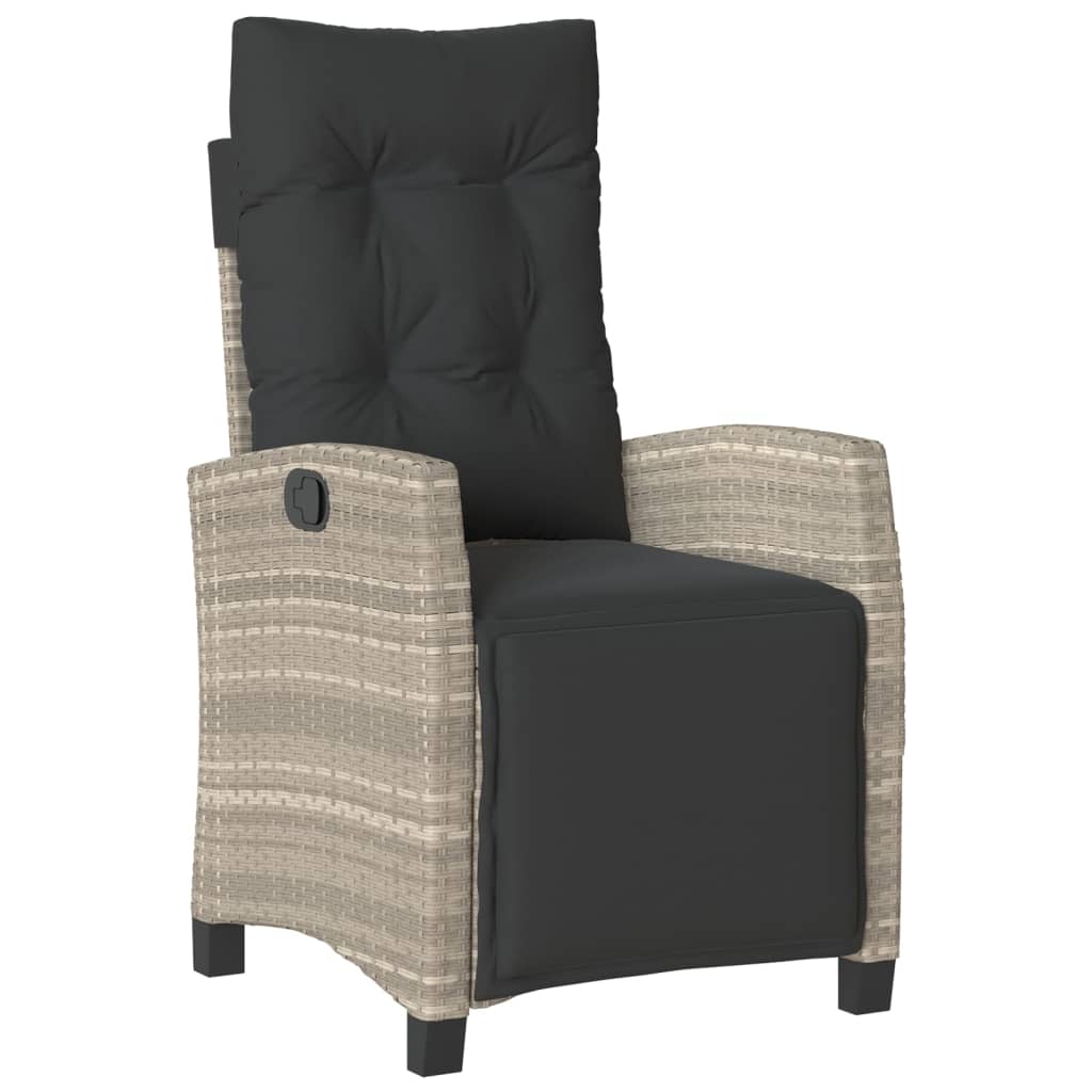 vidaXL Sillón reclinable de jardín con reposapiés ratán PE