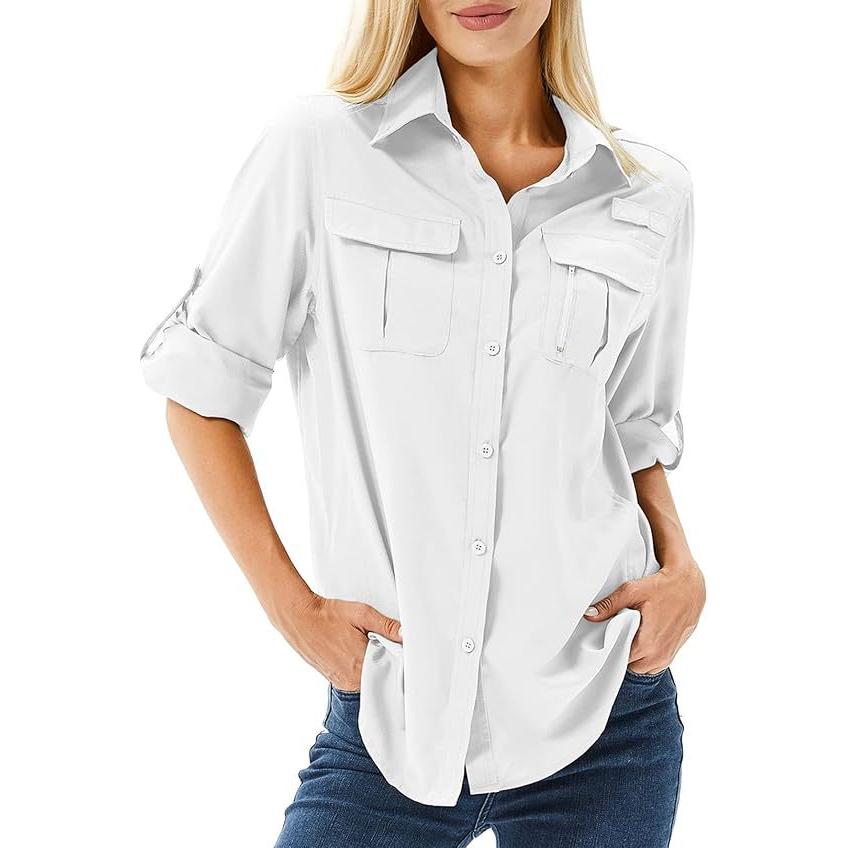 Camiseta de manga larga para mujer, prenda informal, ideal para pescar y hacer senderismo