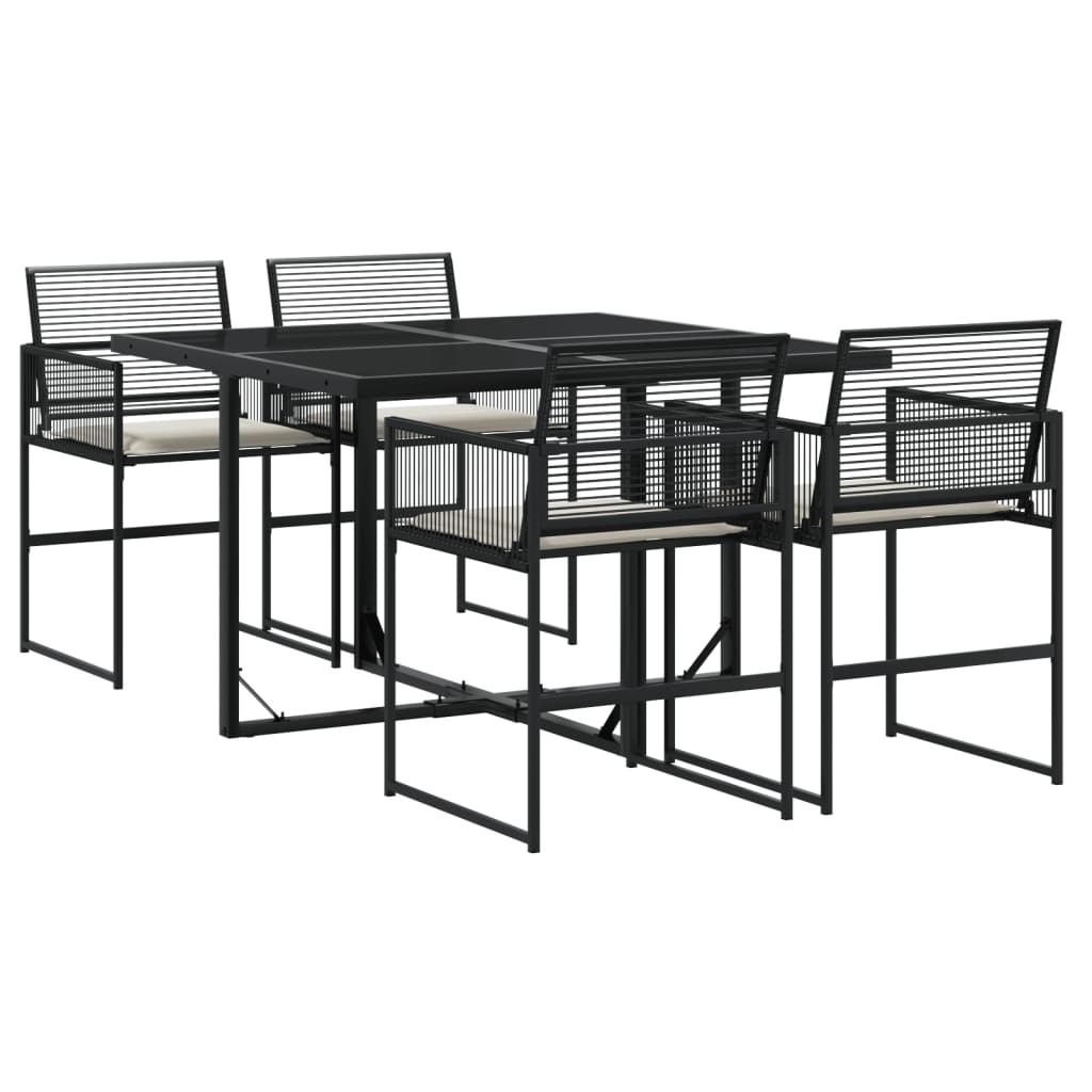 vidaXL Set de muebles jardín 5 pzas con cojines ratán sintético negro