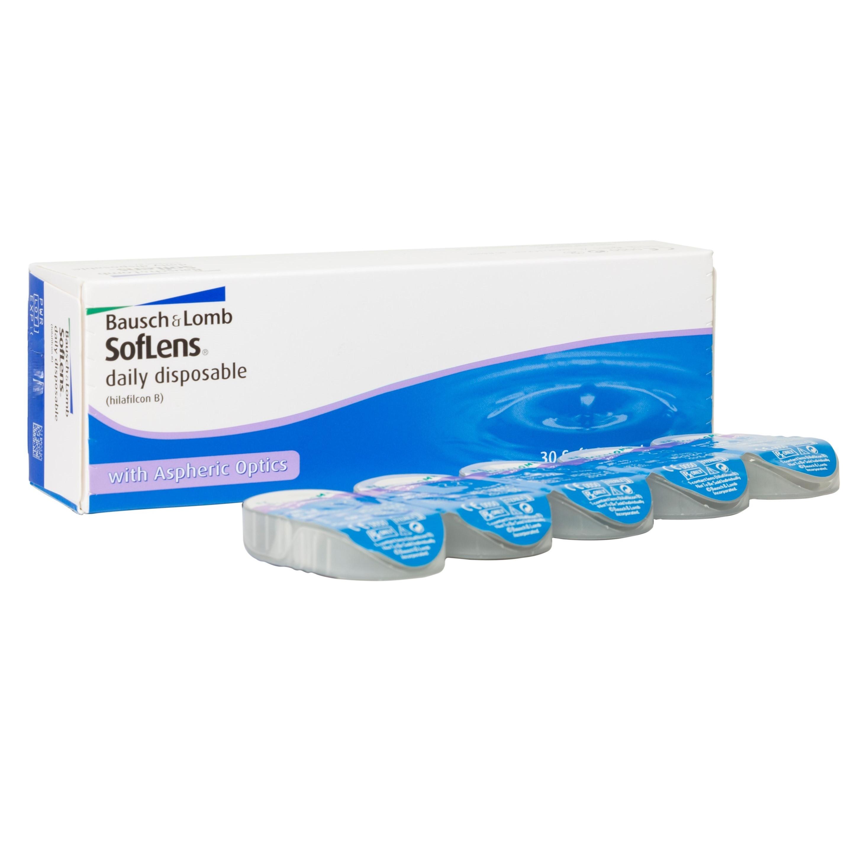 SofLens Daily Disposable BAUSCH + LOMB lentillas diarias esféricas Desechables – 30 Unidades | Lentes de contacto |8.6 BC | 14.20 DIA | Hidratación Prolongada | 59% Agua | Hilafilcon B | Confort y Visibilidad Clara
