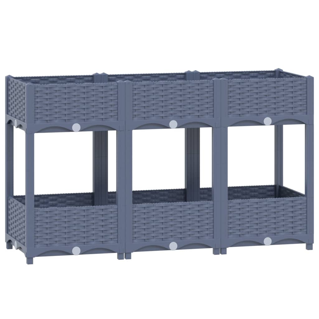 vidaXL Arriate 120x40x71 cm polipropileno Color Gris oscuro,  Marrón,  Negro y mas
