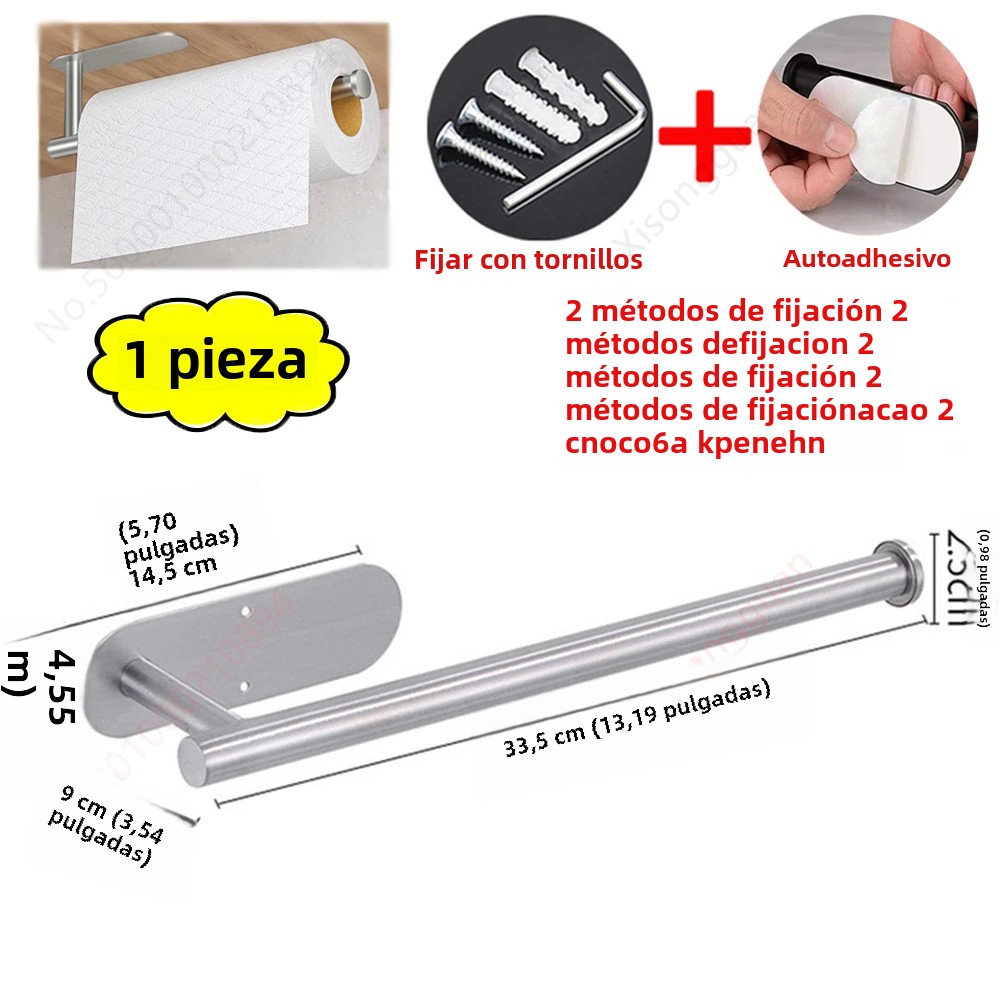 Soporte De Papel Toalla Para Cocina Y Baño Adhesivo Acero Inoxidable Organizador De Almacenamiento Para Algodón Y Servilletas Accesorios De Baño