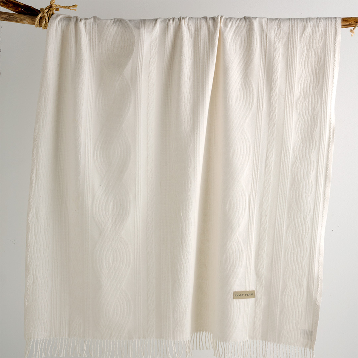 NAF NAF - Plaid algodón/poliéster BRAID natural 130x170 cm