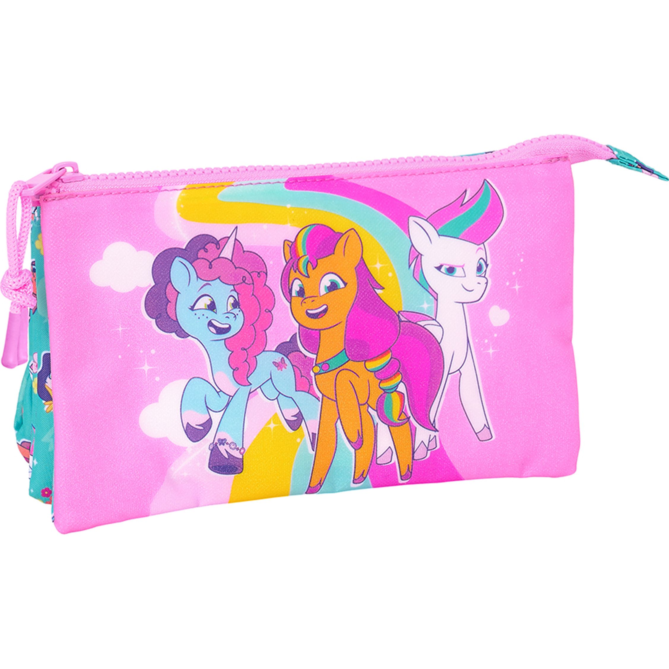 SAFTA PORTATODO TRIPLE MY LITTLE PONY "MAGIC" - Portatodo Licencia Oficial - Diseño Compacto - Ideal para Escuela y Oficina - Material Resistente - Cierre Seguro