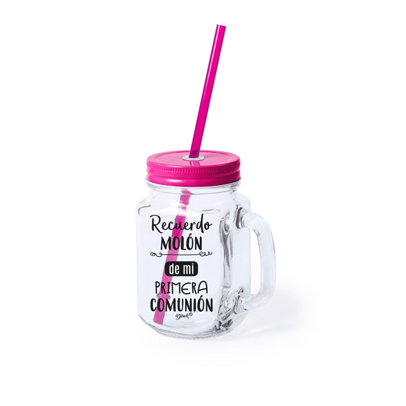 Disok: Lote 10 Jarras Cristal Color Rosa en Caja Regalo Cartón Frases Comunión Recuerdo Molón Detalles Comuniones Recuerdos Invitados Niñas