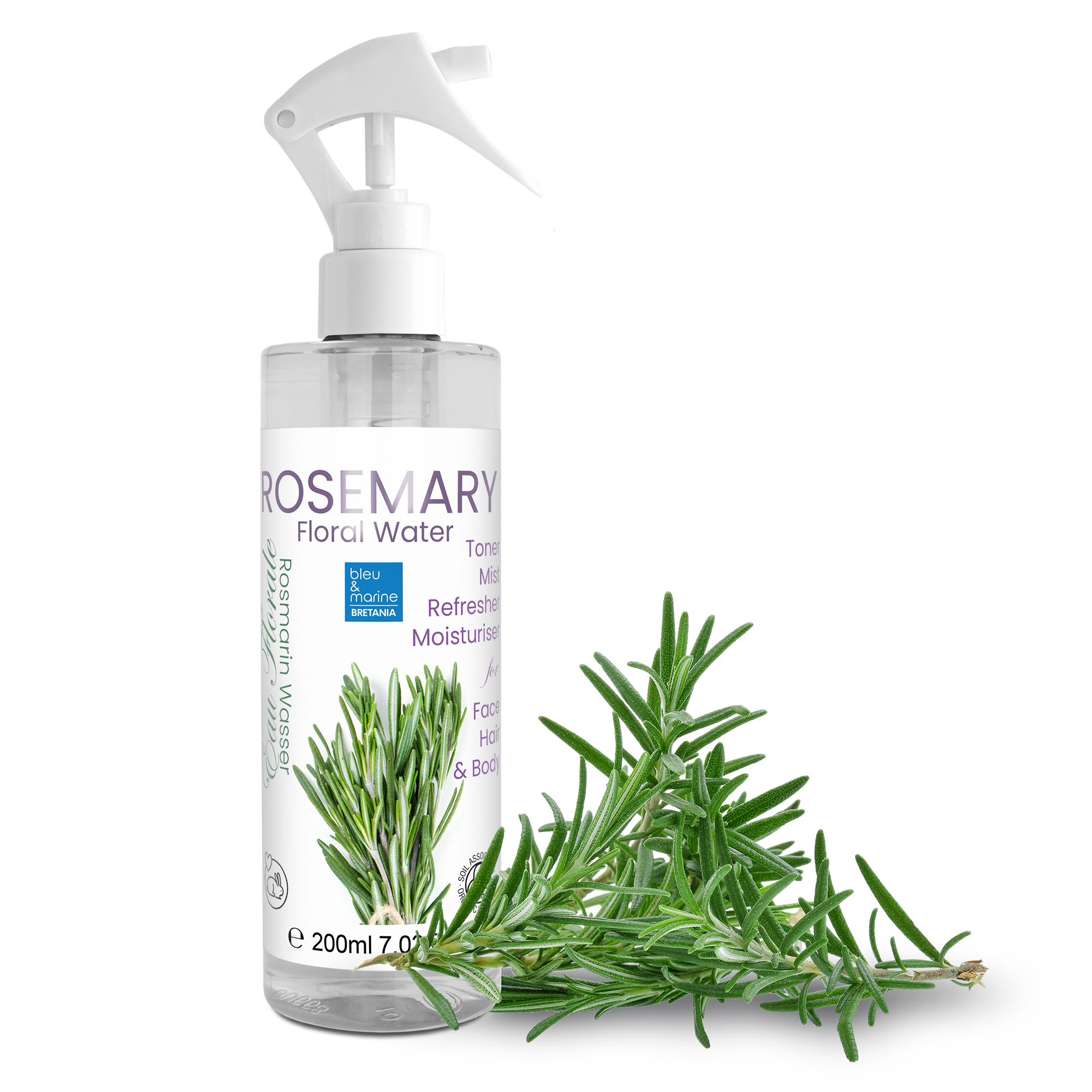 Agua Floral de Romero | Hidrolato Natural para Cabello y Cuero Cabelludo | Tónico Refrescante para Rostro y Cuerpo - bleu & marine Bretania