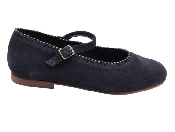 Landos - Merceditas de serraje para niñas modelo 7121AF, cómodas y elegantes para uso diario en color negro o marino, ideal para colegio y ocasiones formales