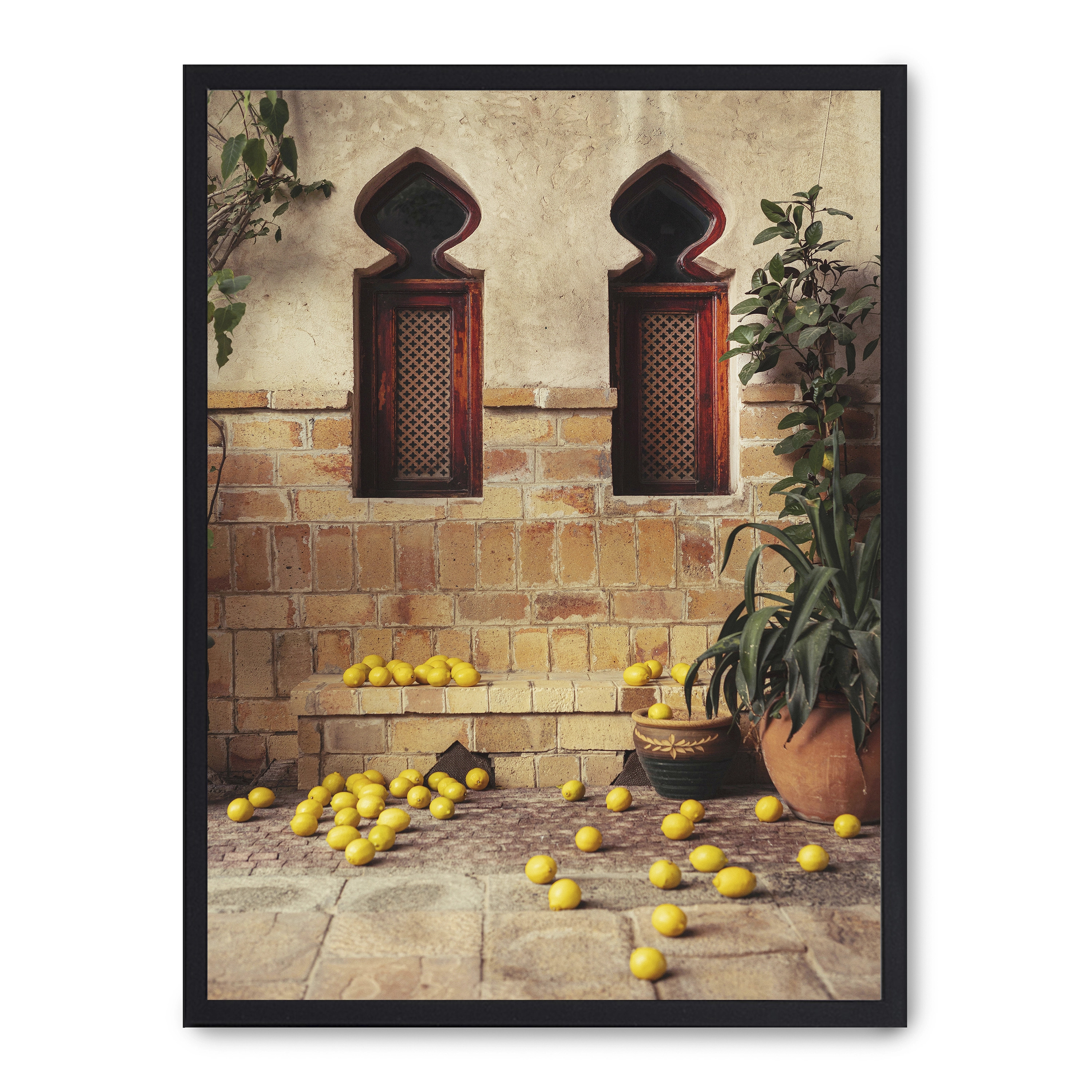 Lámina con marco negro POINT OF LEMON 21x30 cm, Póster impreso en papel de primera calidad de 180gr, montado sobre marco de madera MDF acabado en negro., Arquitectura