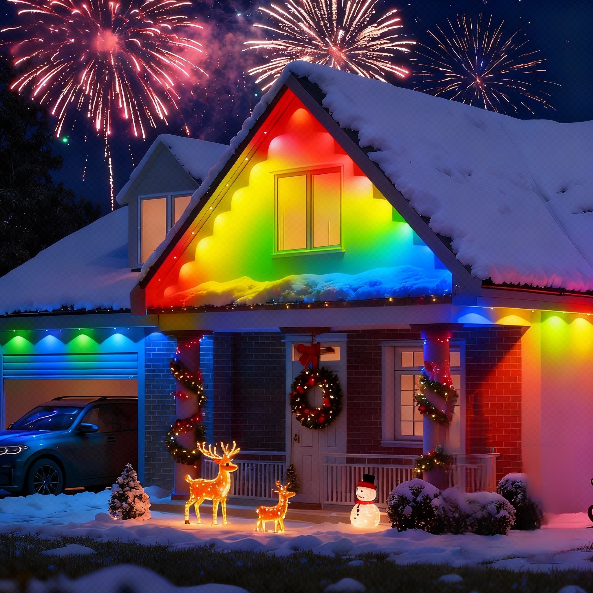 Aigostar Guirnalda Solar para Exterior 15M Aigostar Luces Solares Impermeables IP65 con 19 Modos 50 LEDs RGBY, Automática y sin Cableado Decoración Permanente para Todo el Año，para Navidad y Decoración de Jardín