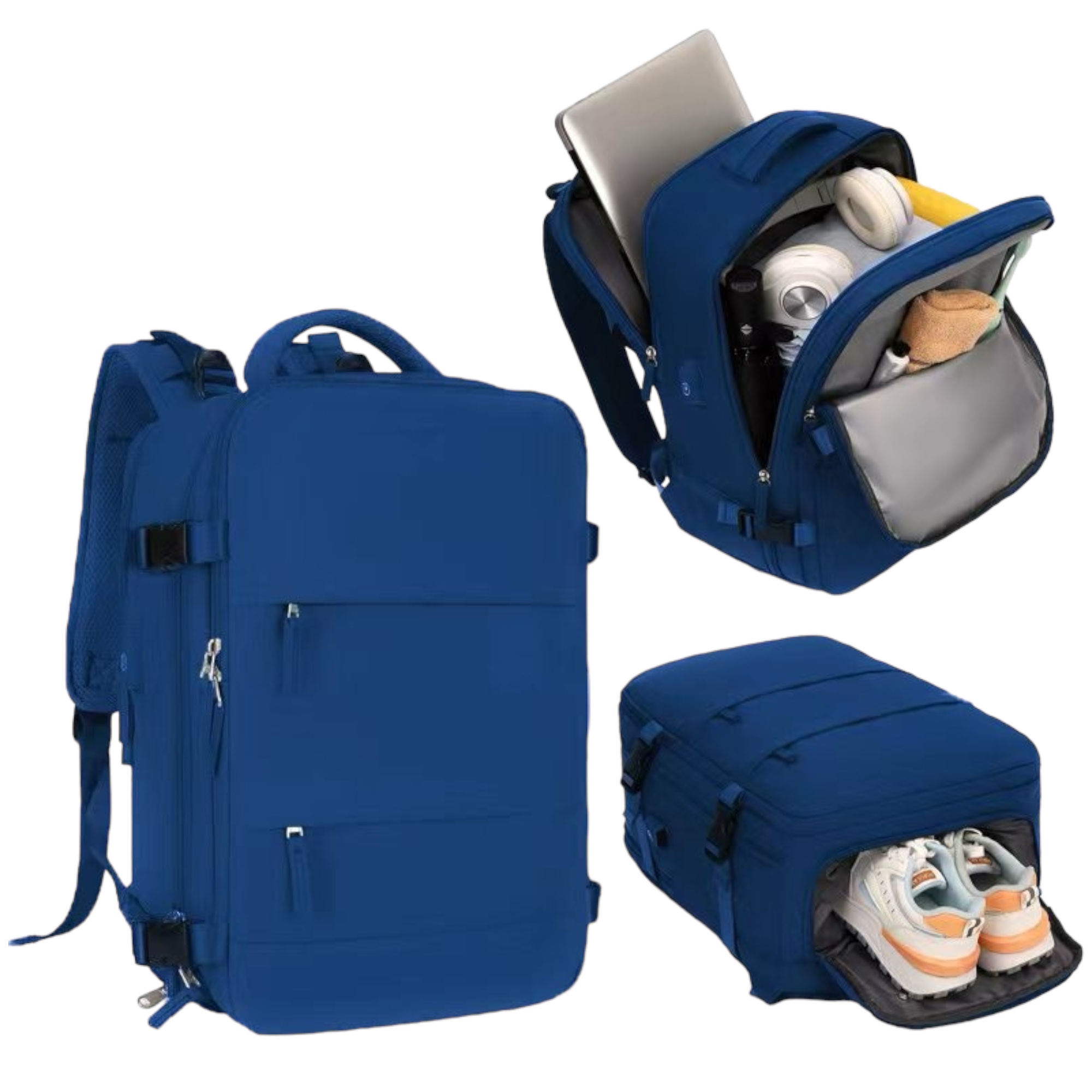 Mochila de Viaje para Cabina de Avión 45x36x20 para Vueling, EasyJet, Ryanair Equipaje de Mano Impermeable y Espaciosa con Compartimento para Zapatos y Puerto USB Mochila Antirrobo Multifuncional para Viajes y Es ( 2350 2210-002 1288 )