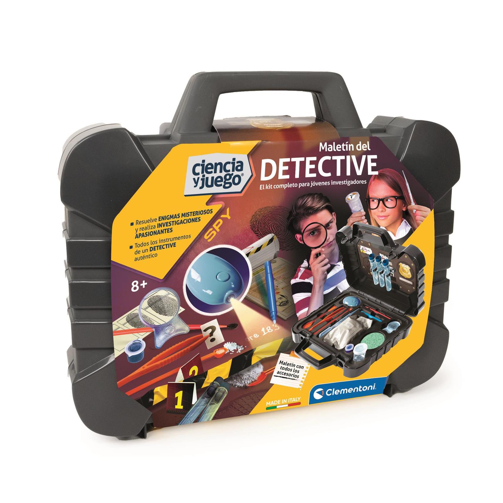 Clementoni - Maletín Detective - Juego de Ciencia y Misterio para Niños - Investiga Escenas del Crimen y Descubre al Culpable - A Partir de 8 Años - 55566
