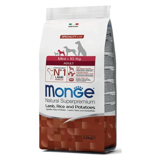 Monge Pienso Adult Mini Cordero, Arroz y Patata para Perros (Perros , Comida , Pienso) - 2.5 KG