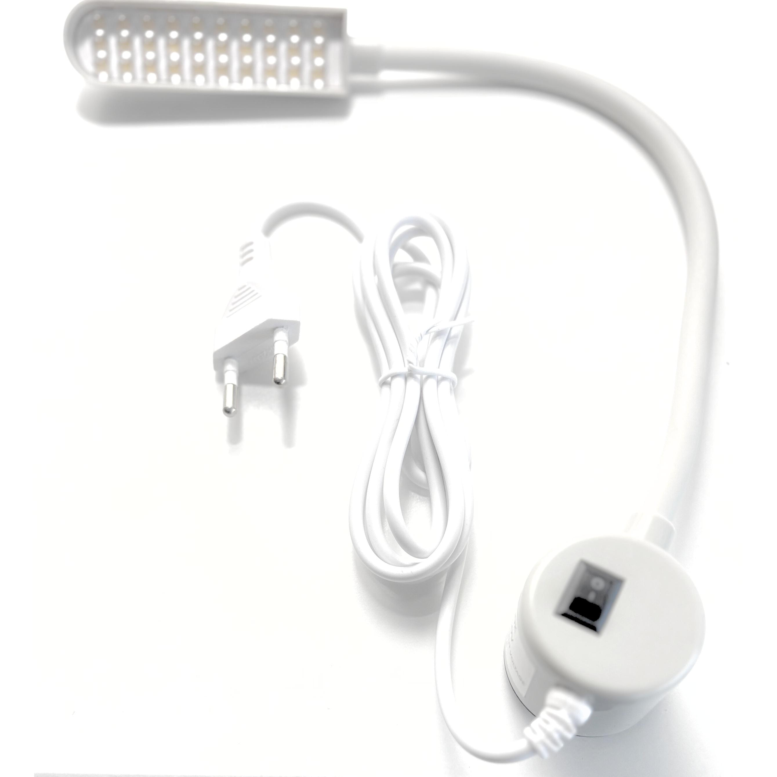 Lámpara LED 6000K 3,5W 30 bombillas luz fría,la mas potente y duradera en su categoria rango energetico A con  base magnética para maquinas de coser, bancos de trabajo etc..Eficiencia energetica A ,tubo flexible forrado