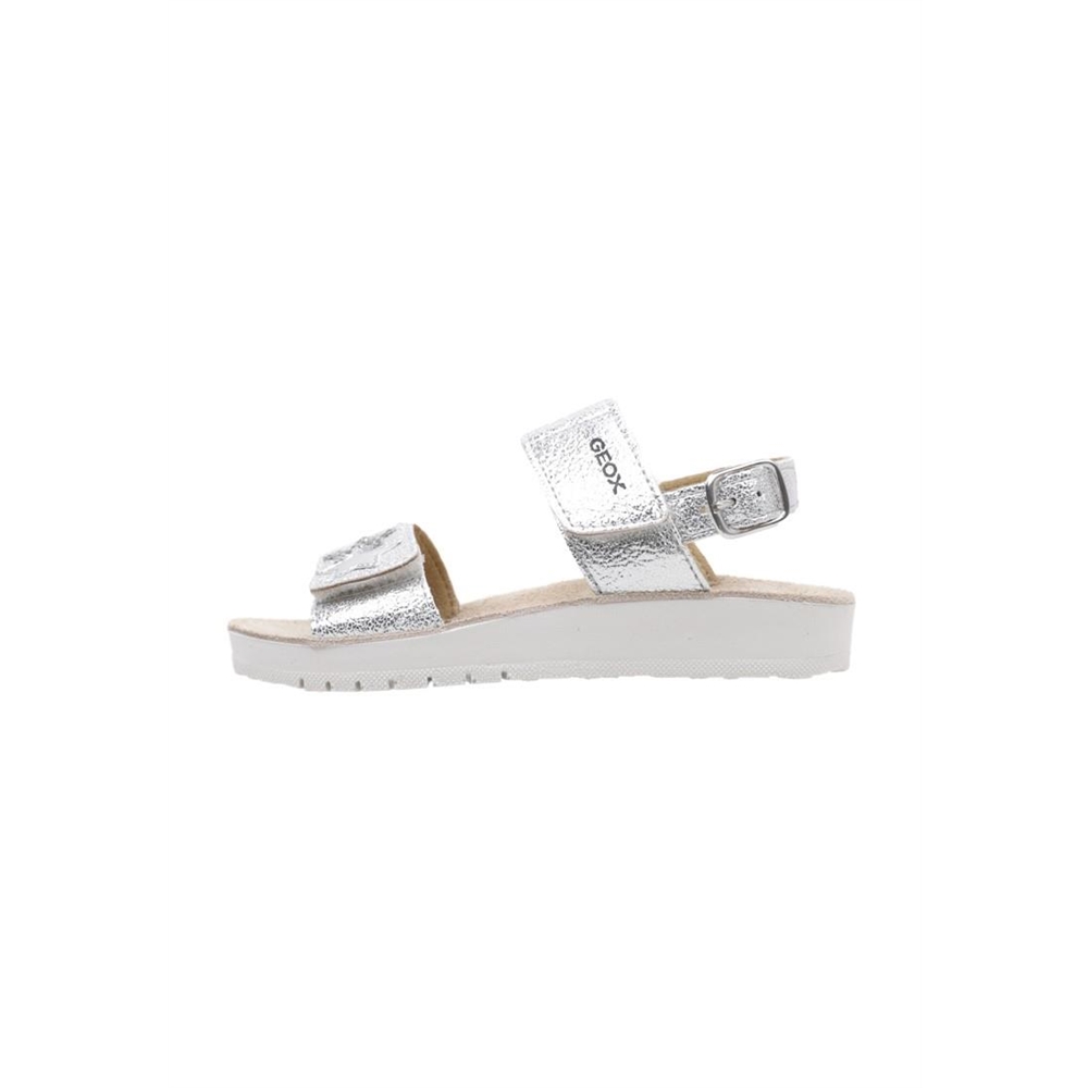 Geox J SANDAL COSTAREI GIRL  Sandalias Planas Niña Plateado