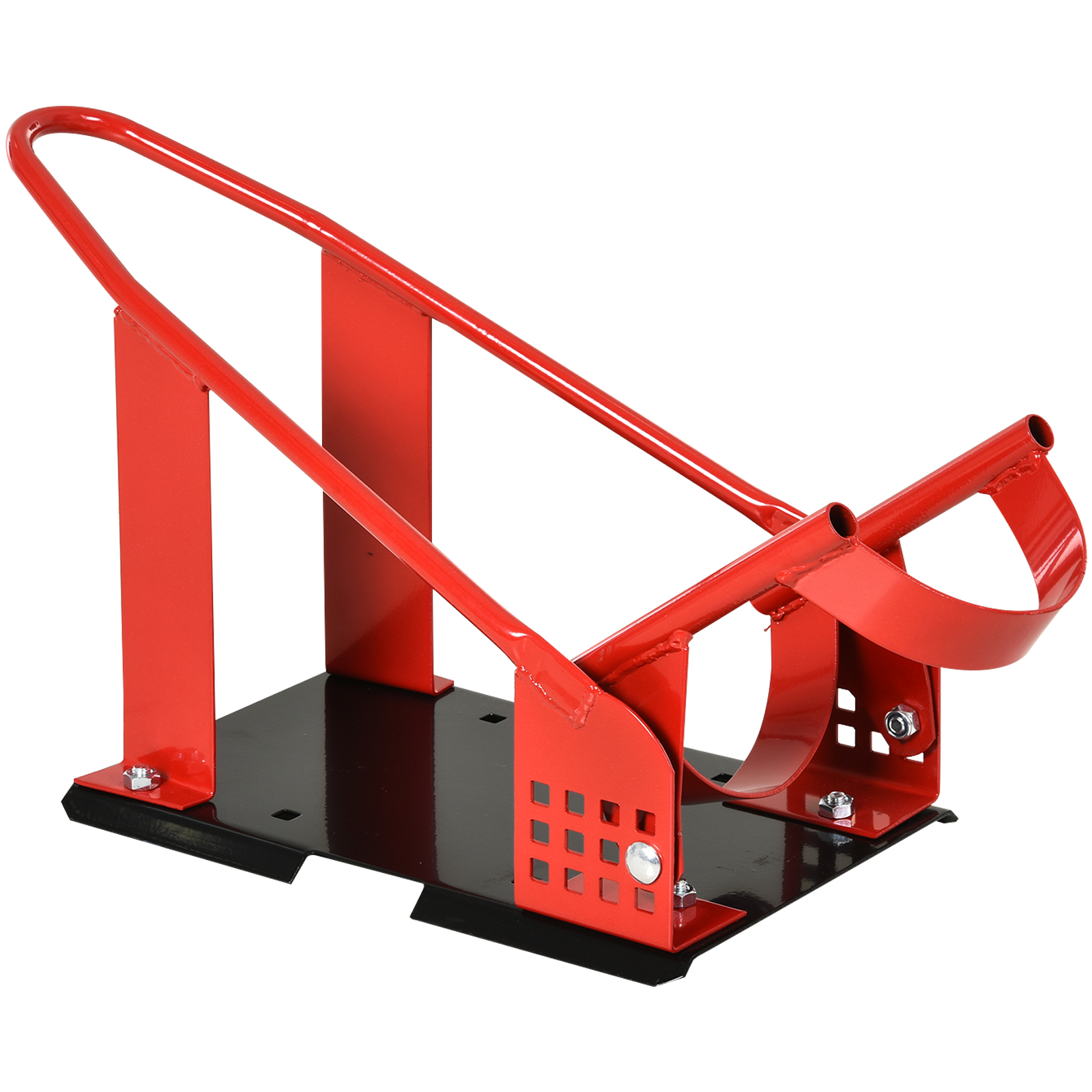 HOMCOM Soporte Universal para Moto Soporte para Ruedas de Moto Pata de Cabra - Calzo para Ruedas 8-15,5 cm Orificios Pretaladrados Negro y Rojo Epoxi Metal