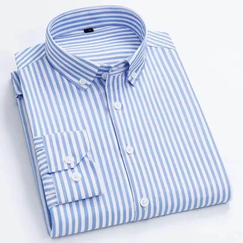 TK Camisa De Punto Para Hombre Estilo Coreano a Prima Dona Azul Y Blanco Ajustada Con Estampado Larga Manga Cierre Único Casual