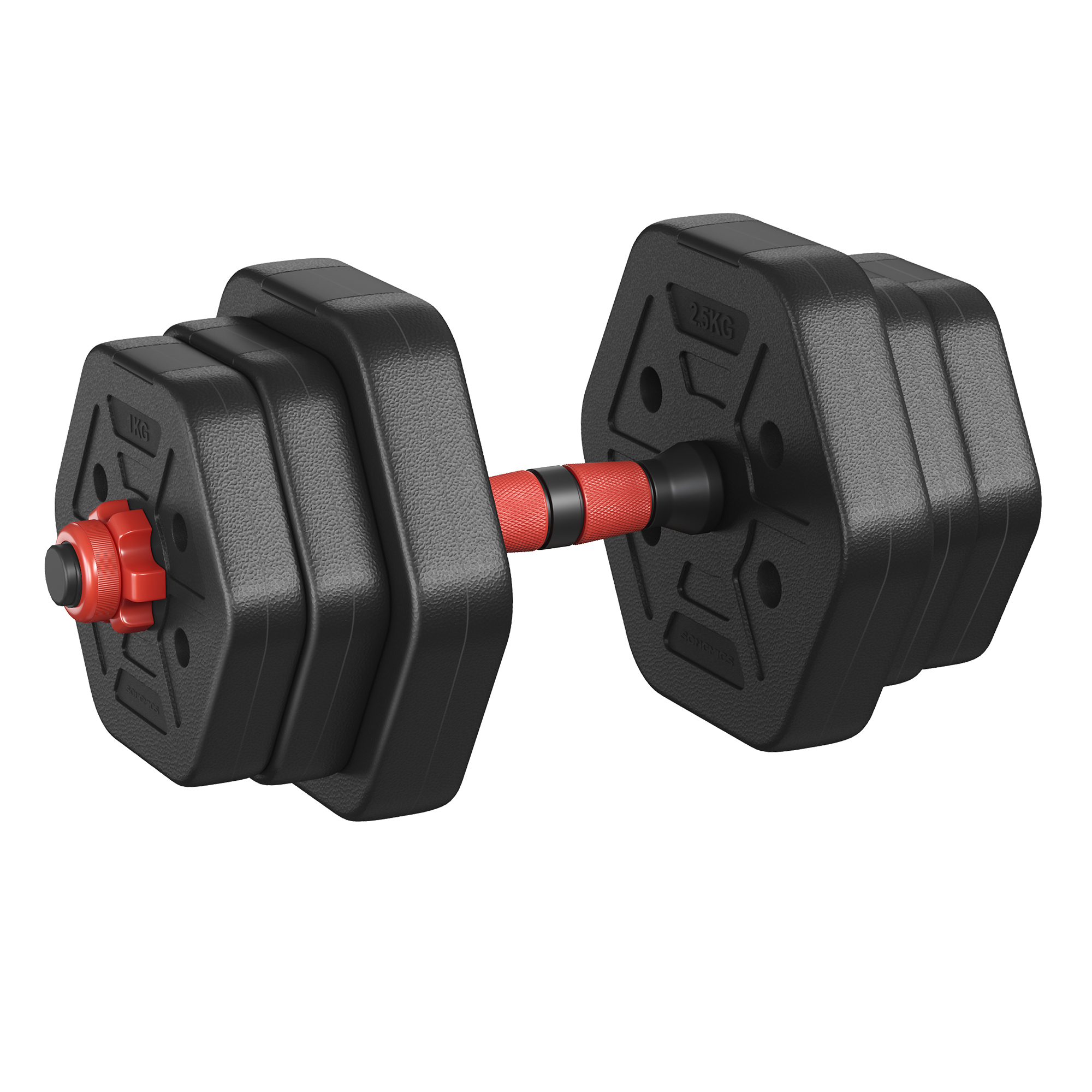 SONGMICS Juego de Mancuernas con Barra de Conexión, Mancuerna Corta, Peso Hexagonal para Entrenamiento, Fitness, Levantamiento en Casa, Gimnasio