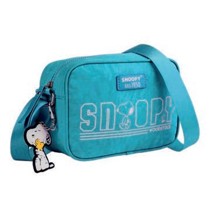 ♥Snoopy Oficial Bolso Bandolera Gran Capacidad, 22x15x8 cm, Nylon con Detalles en PVC, Ideal para Niños y Adolescentes de 6 a 15 Años, Perfecto para Salidas Diarias, Viajes y Ocio, Colores Disponibles: Lila, Preto, Verde