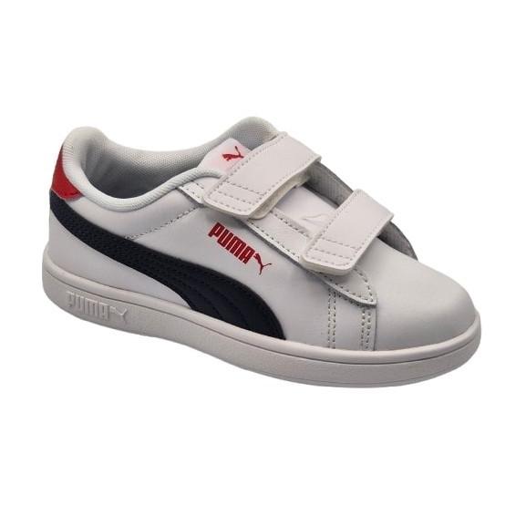 Puma - Zapatillas deportivas para niñas modelo 392033, diseño blanco con rosa, ideales para actividad física diaria y entrenamiento ligero, cómodas y resistentes