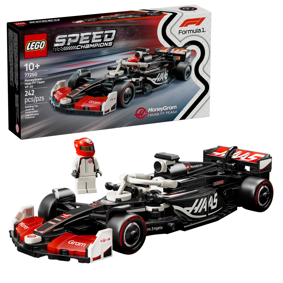 LEGO SPEED CHAMPIONS 77250: Coche de Carreras MoneyGram Haas F1® Team VF-24