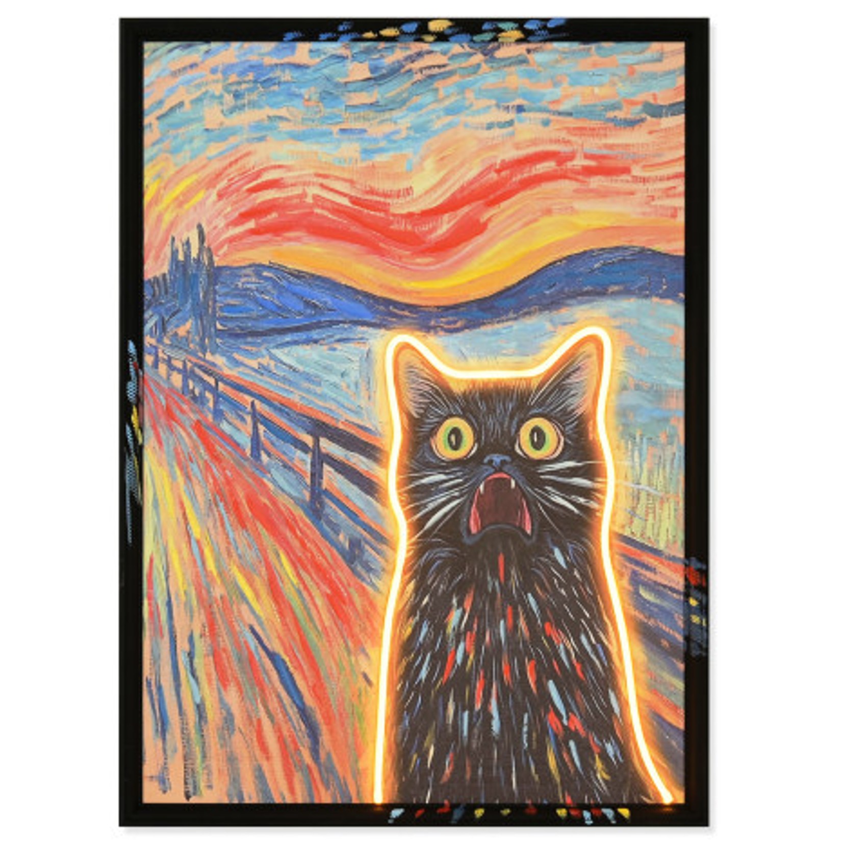 Cuadro LED lienzo perro o gato, luz encendido/apagado, tamaño 73x53cm, decorativo, Regalolek