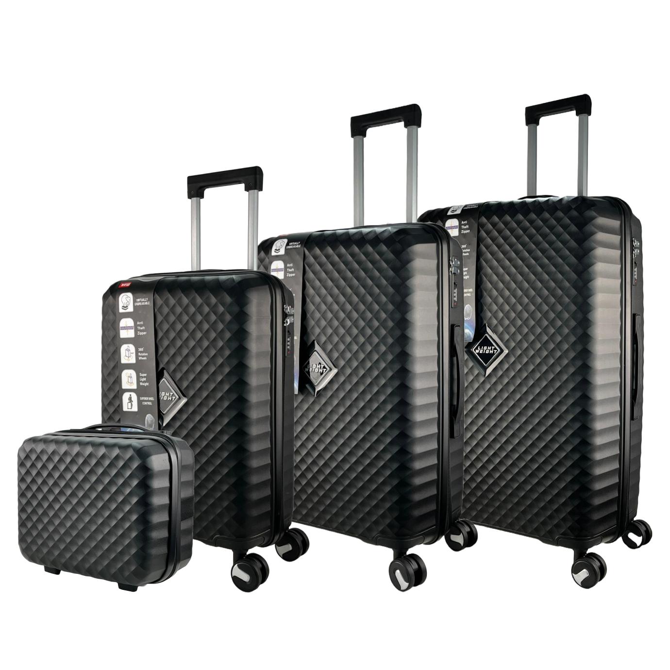 Conjunto de 4 Maletas de Viaje SEVILLAS mod. Triana: Carcasa de PP, Cerradura TSA, 8 Ruedas Giratorias 360°, Asa Telescópica