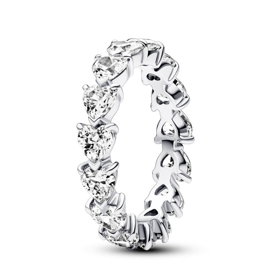 Pandora Anillo en plata de ley Eternidad Fila de Corazones 193103C01 , para Mujer