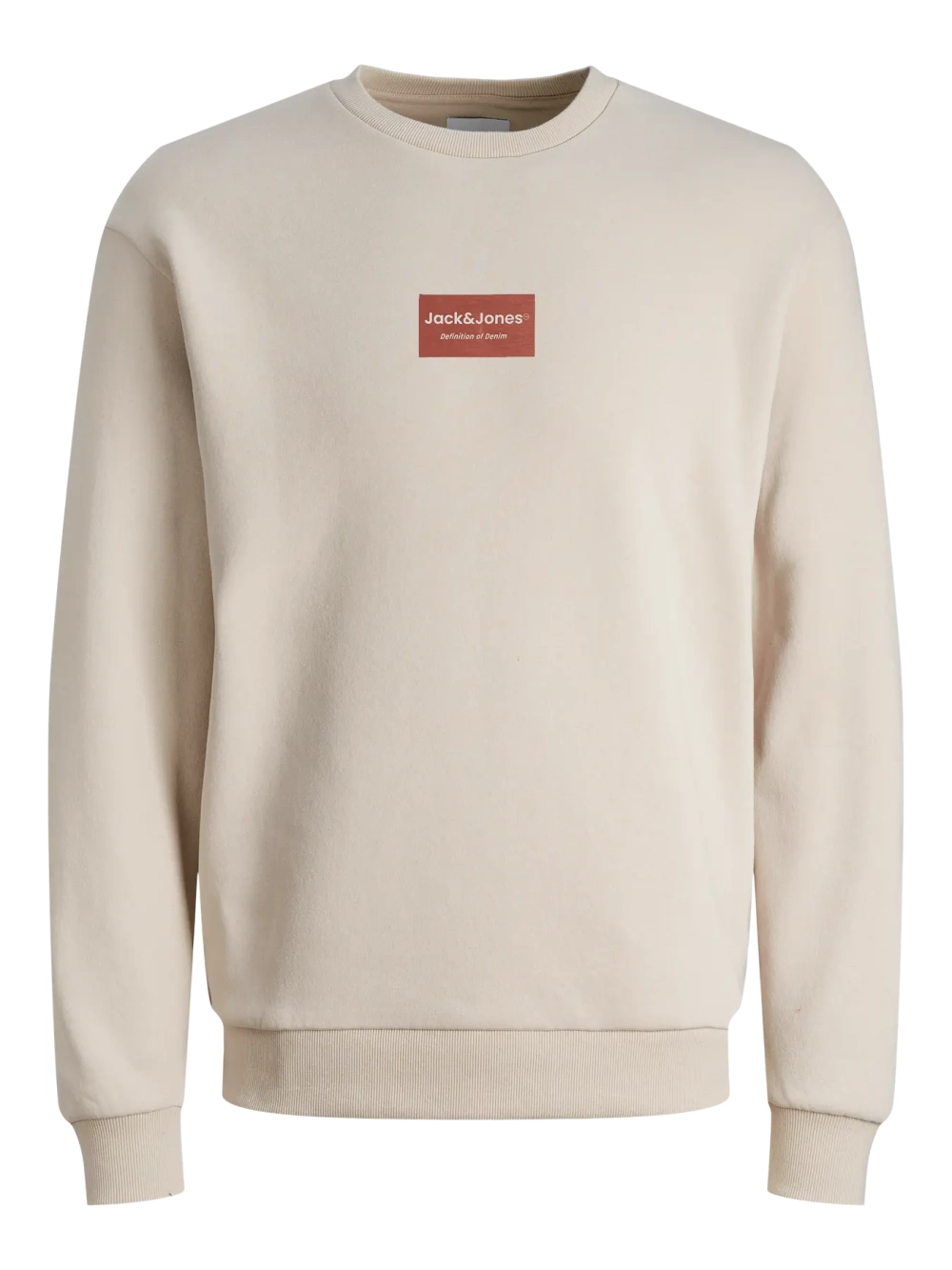 Jack&Jones sudadera beige cuello redondo con logo JJFRANK