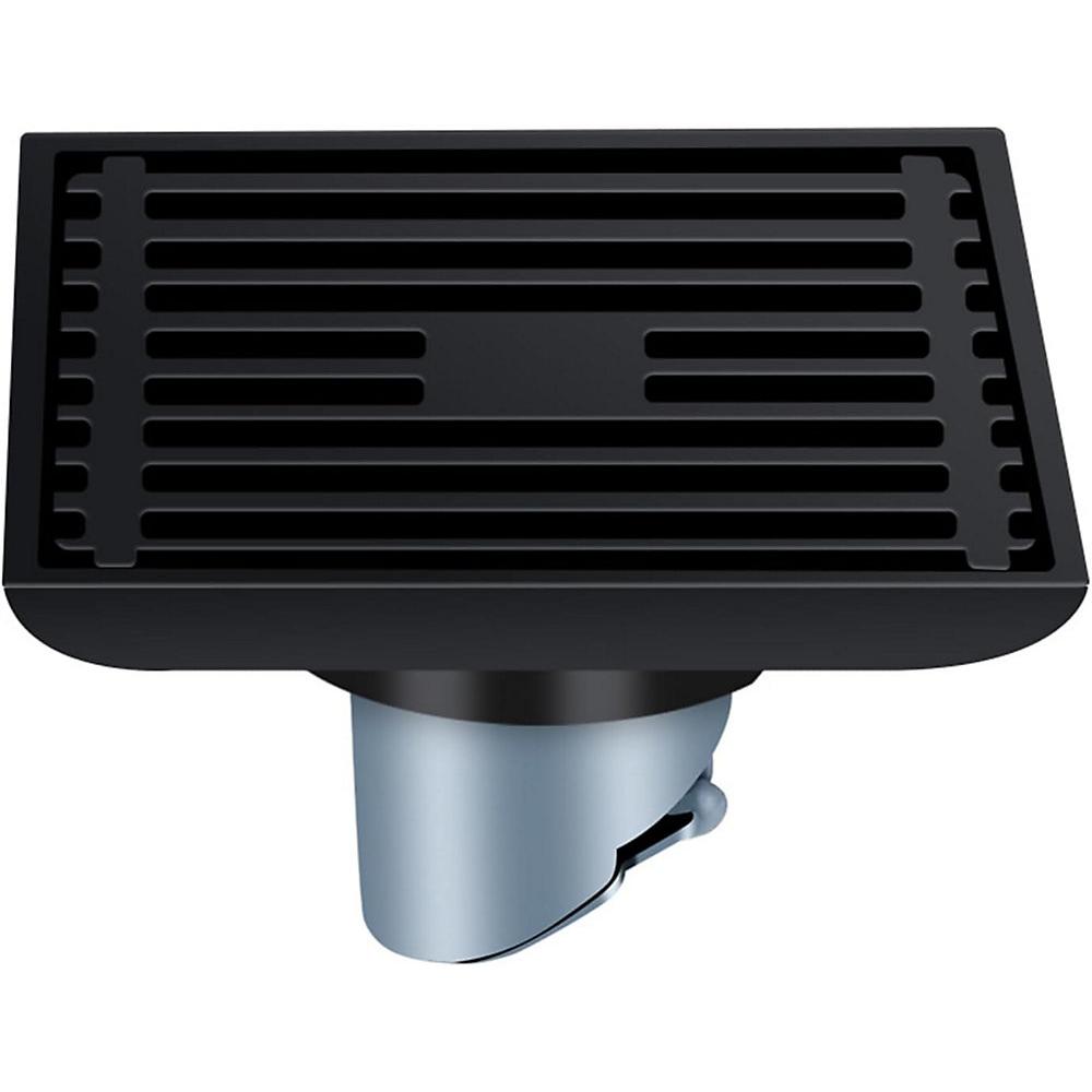 CA Desagüe de ducha de acero inoxidable Desagüe de suelo cuadrado negro para baño - 10 x 10 cm - Para baño, cocina, balcón y jardín
