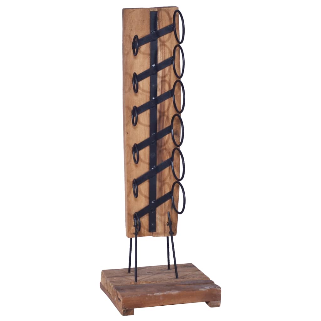 vidaXL Botellero para 6 botellas madera maciza de roble 35x35x100 cm