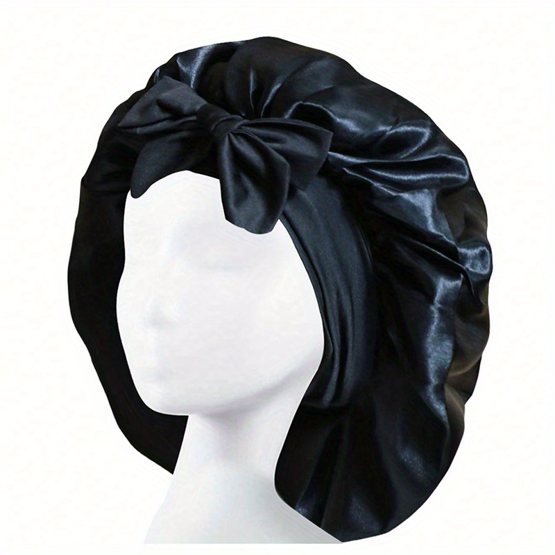 TK Gorro de seda para dormir,Gorro de dormir de satén para mujer, Gorro de dormir ajustable con elástico, doble capa, reversible, transpirable, Gorro de dormir de poliéster, protege el pelo rizado.