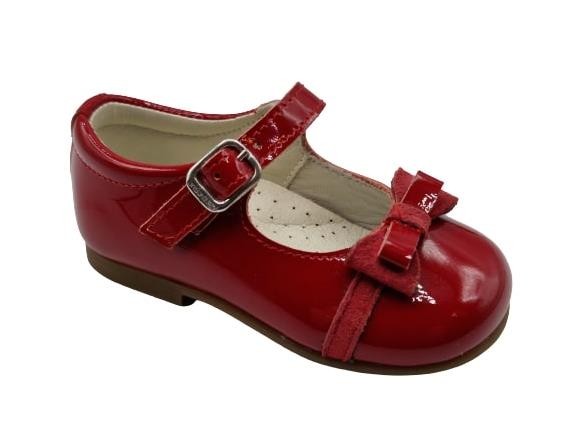 Andanines - Merceditas de charol para niñas, calzado formal elegante y cómodo para ocasiones especiales, color rojo, diseño clásico con acabado brillante ideal para fiestas y eventos familiares
