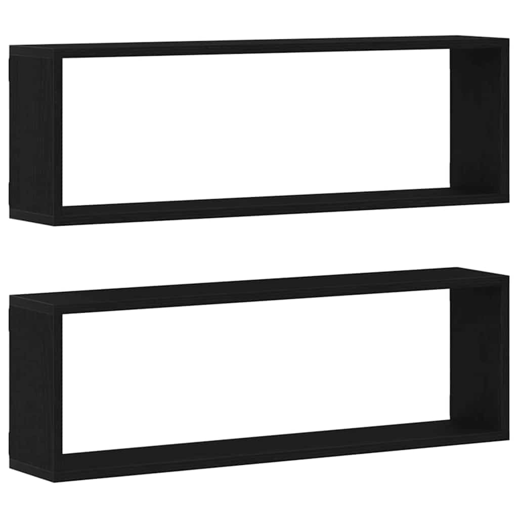 vidaXL Estanterías de pared 2 pcs Roble Negro 80 x 15 x 26 cm