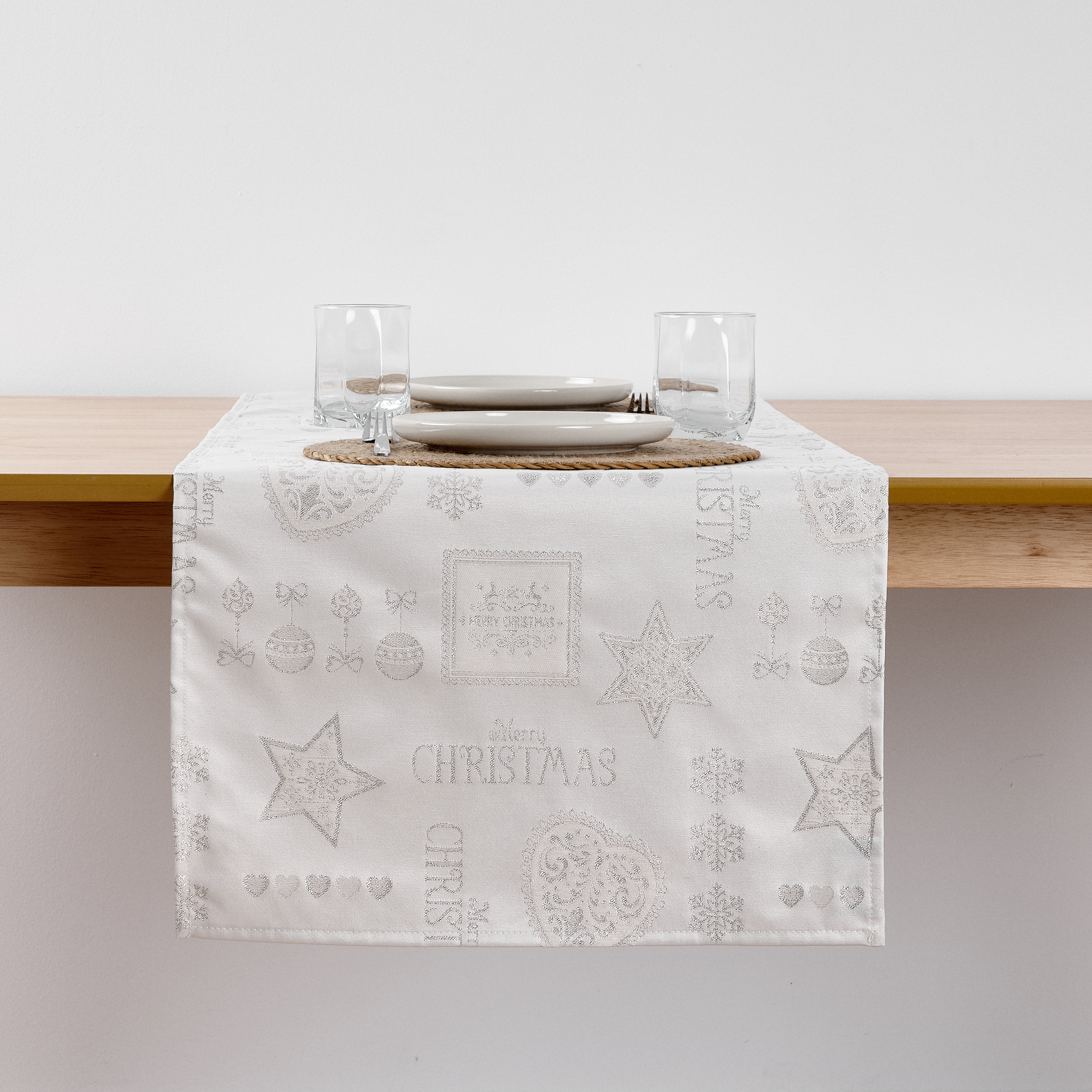 Camino de Mesa Navidad 45x140 cm con Lurex de Hilo Dorado/Plateado - ¡Decora tu hogar esta Navidad!