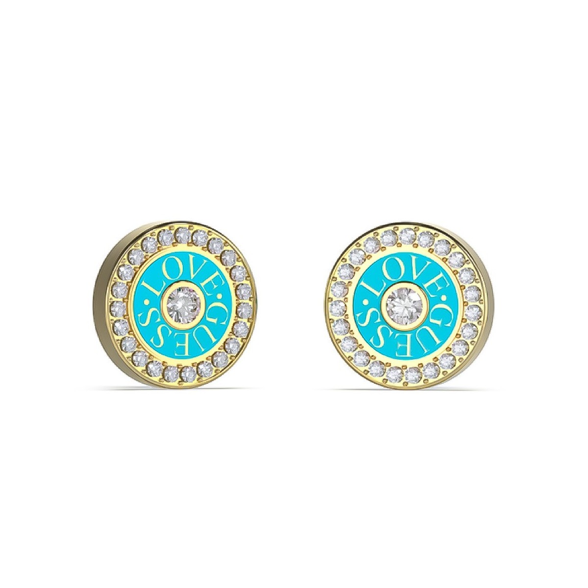 Pendientes Guess Mujer LOVE GUESS JUBE04081JWYGTQT-U Acero Inoxidable dorado esmaltados azul piedras