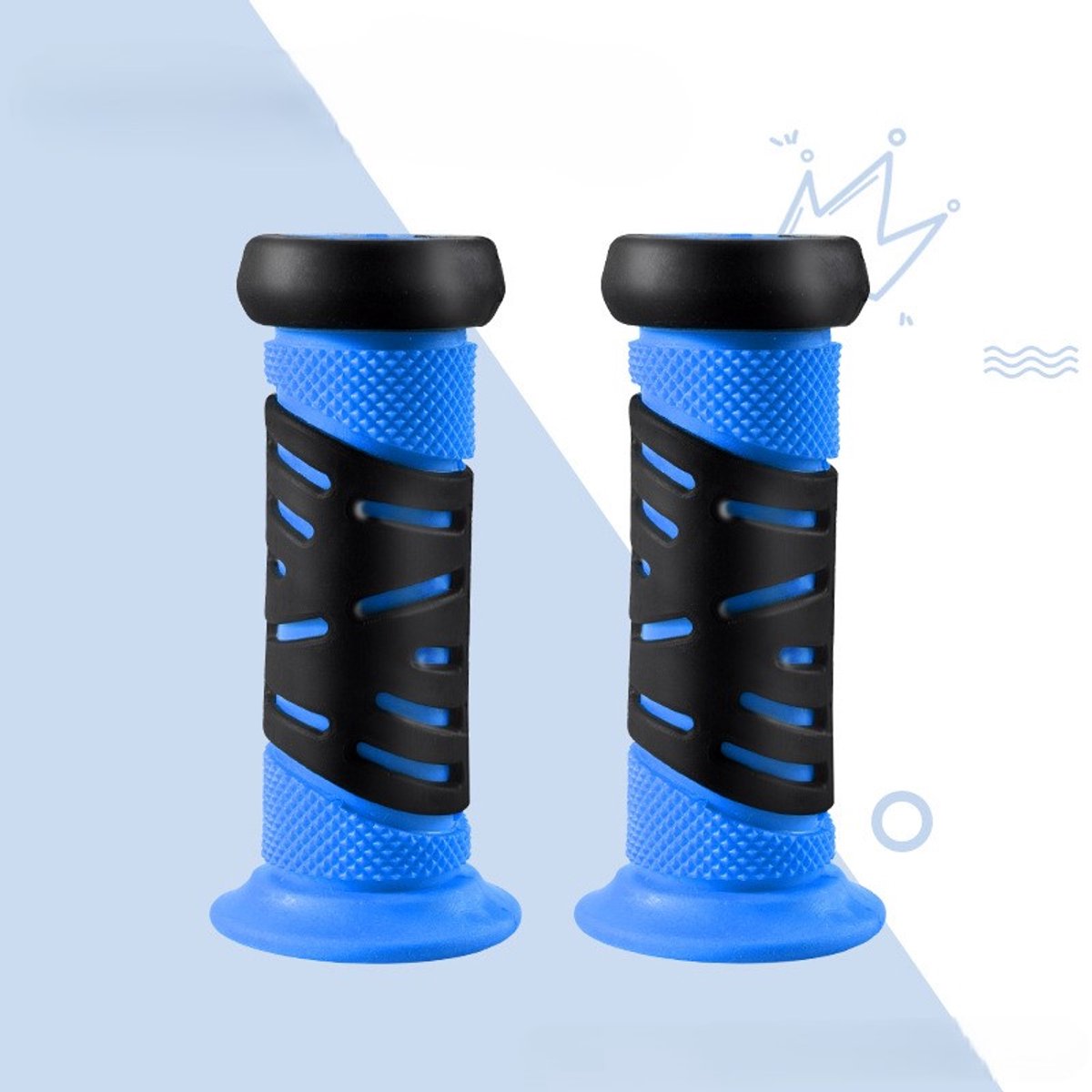 Kinderfiets handvatten schokbescherming Veiligheid 22mm gauge 95mm rubberen handvatten voor scooter, kinderfiets,Blauw