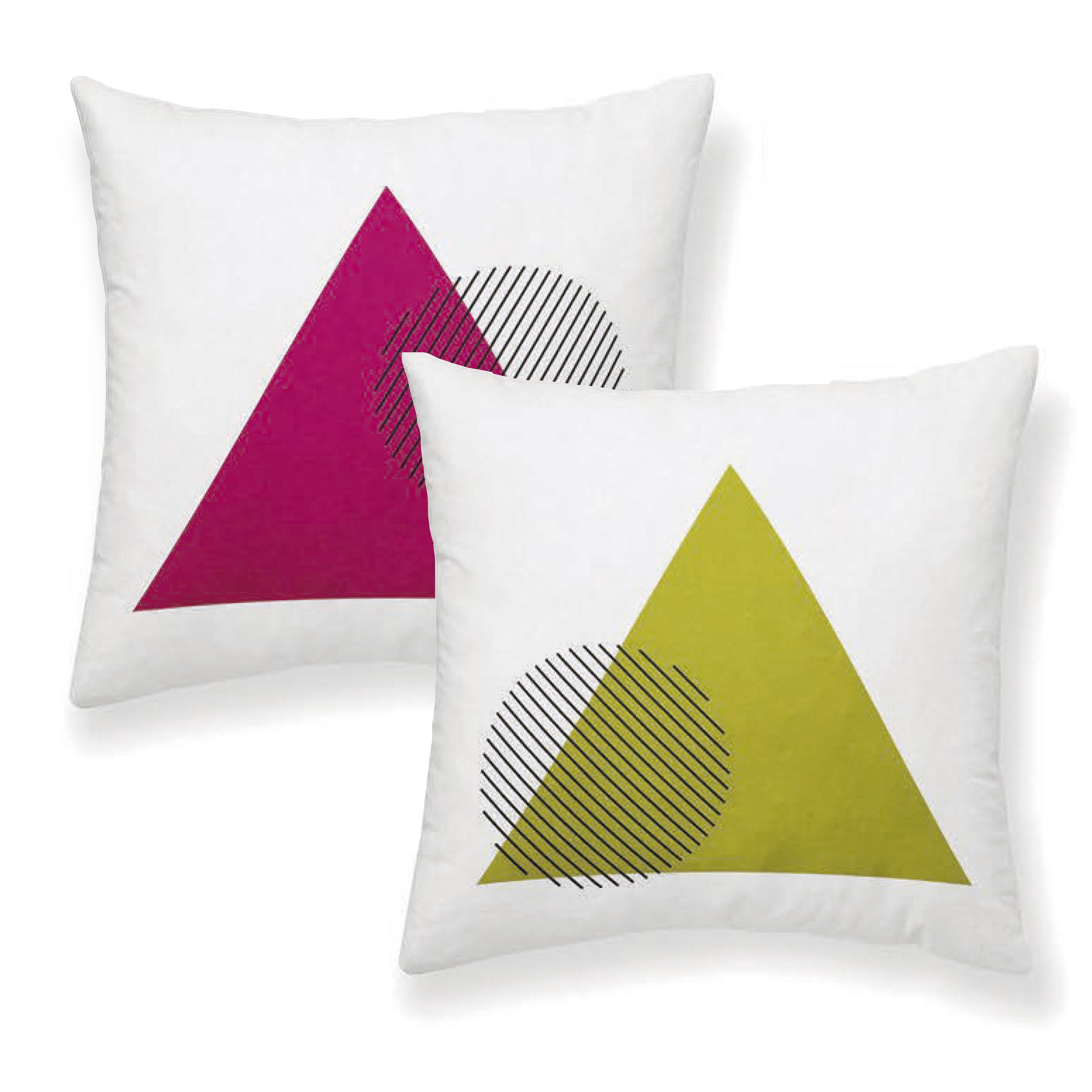 NORDIC HOME Pack 2 Fundas de Cojín Reversibles Triangle Pistacho